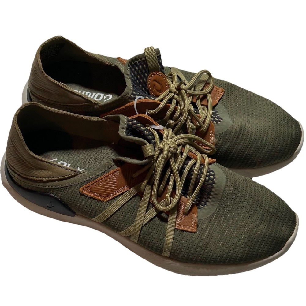 OluKai Mio Li Shoes Mens Size 9.5 Olive‎ Green Lightweight Sneakers